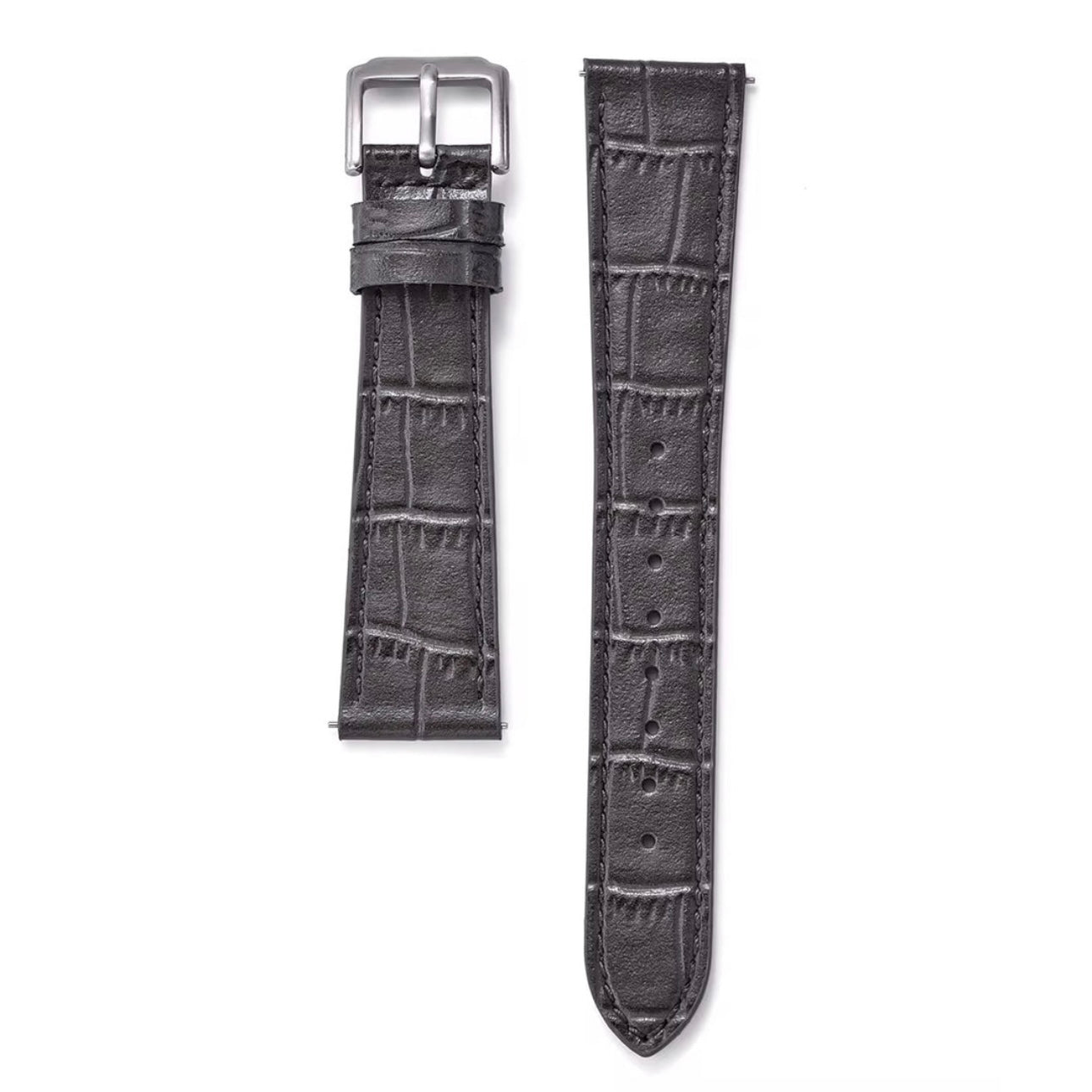 Bracelet en alligator gaufré gris anthracite