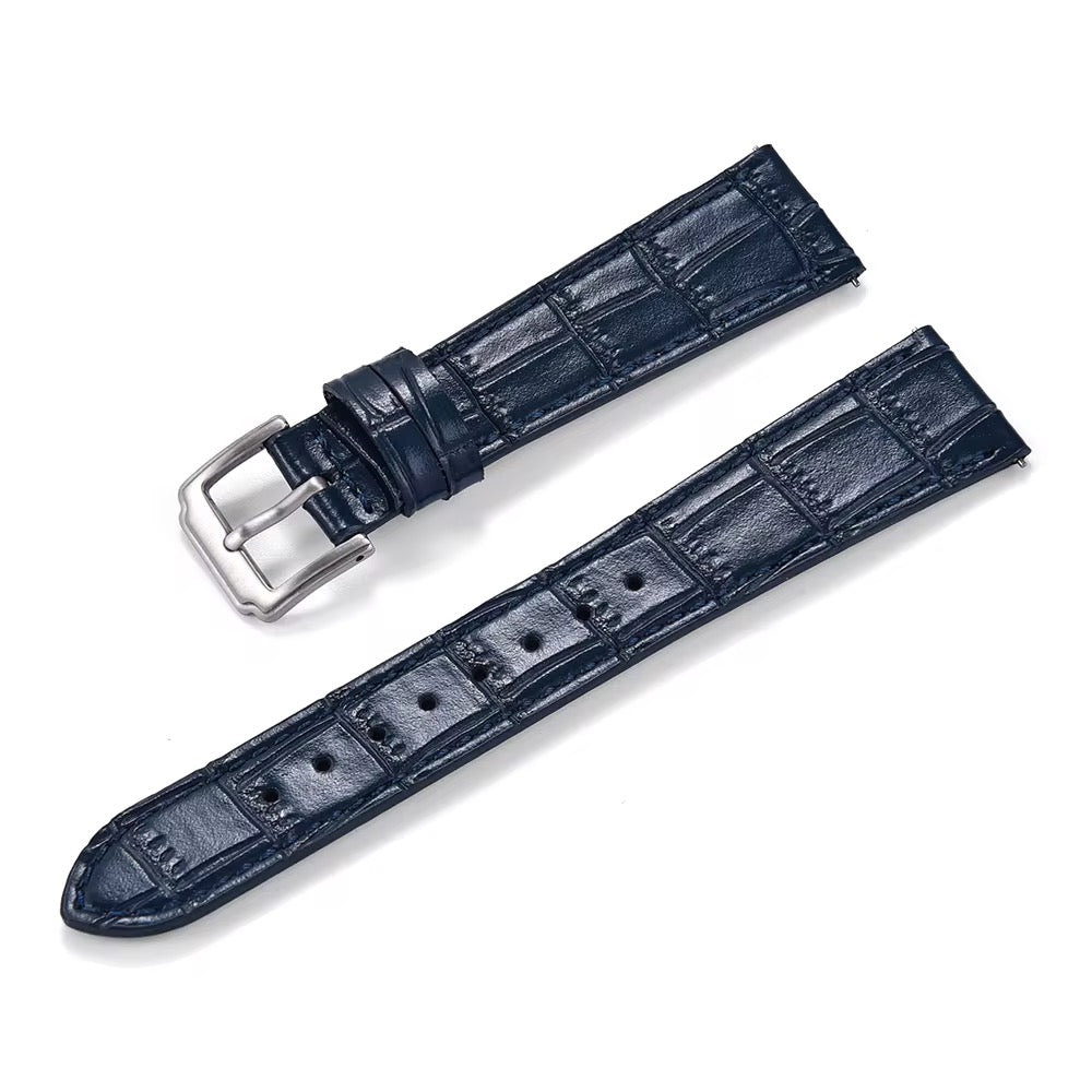 Bracelet en alligator gaufré bleu nuit