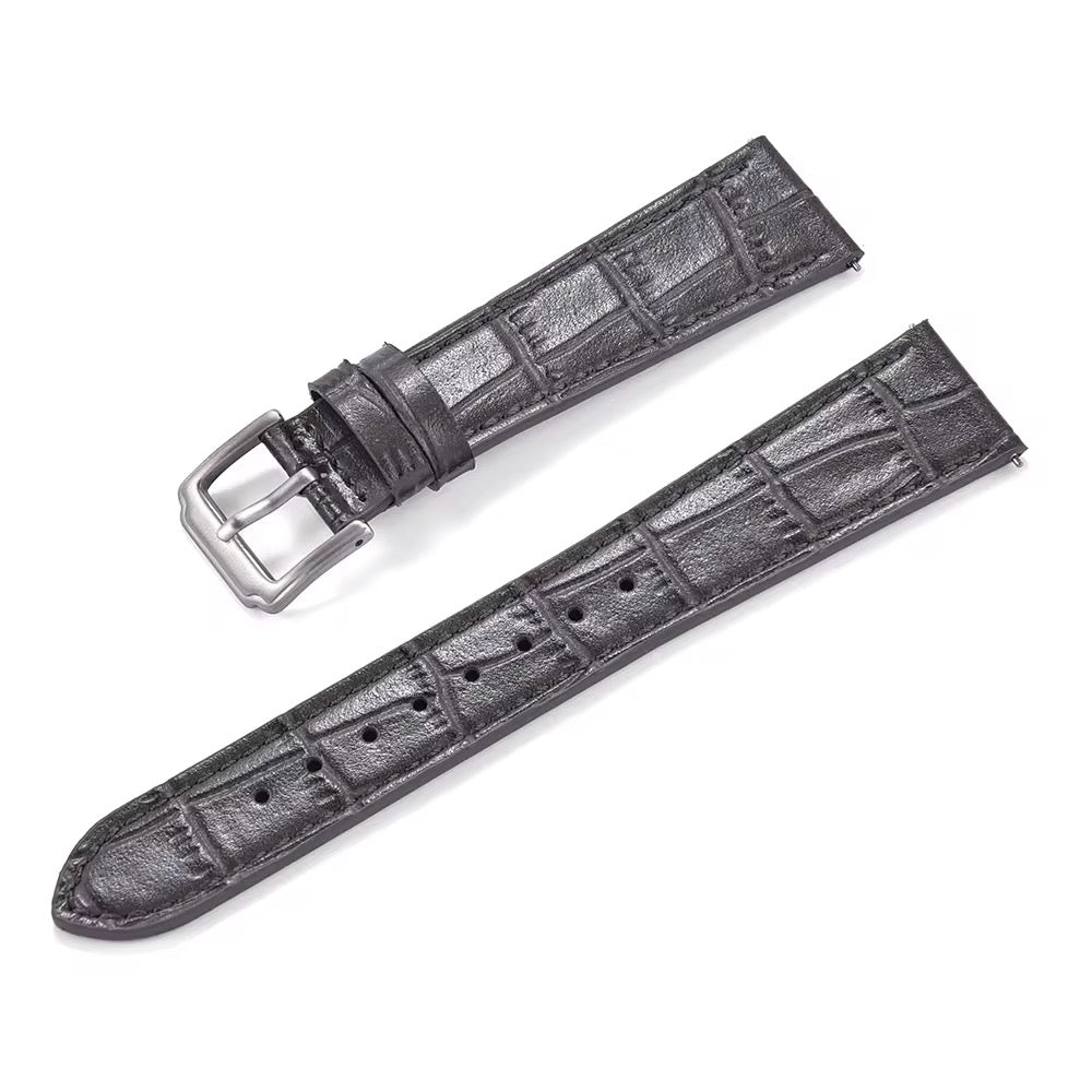 Bracelet en alligator gaufré gris anthracite