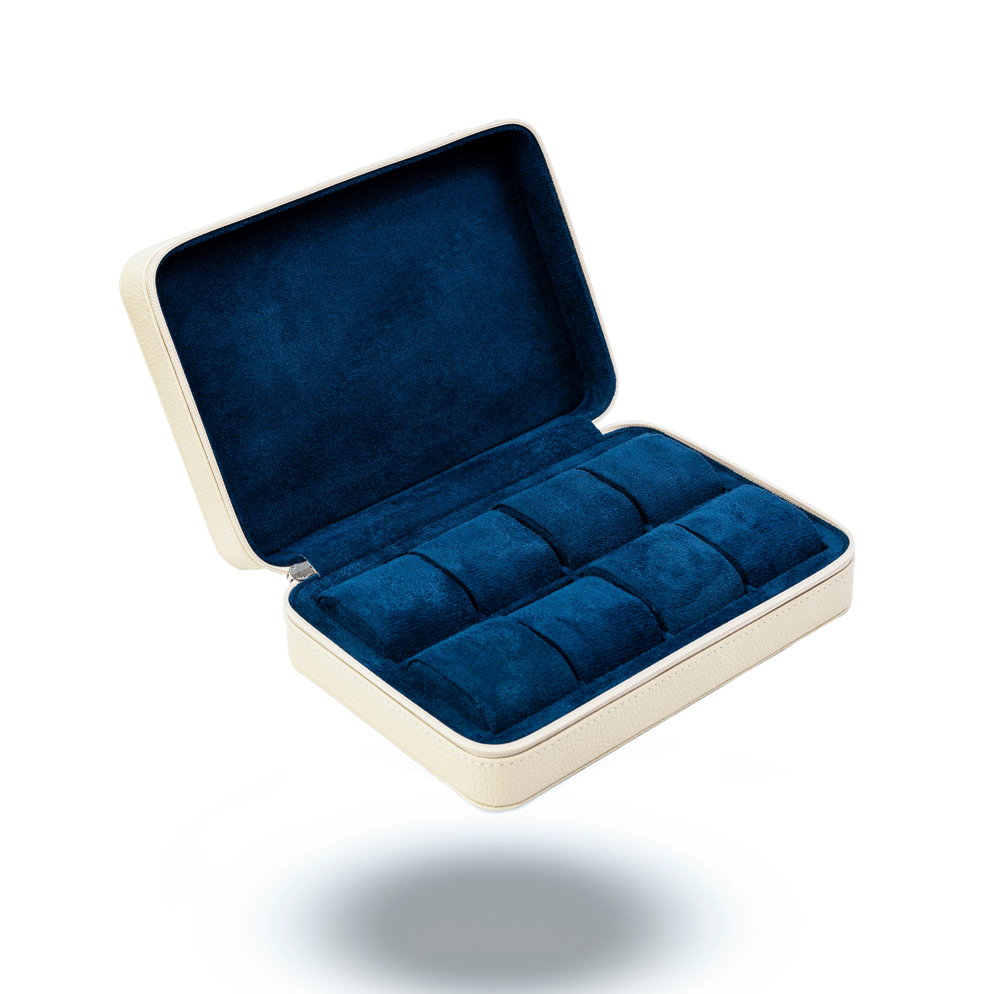 Caja para relojes en blanco ártico y azul medianoche: 8 relojes