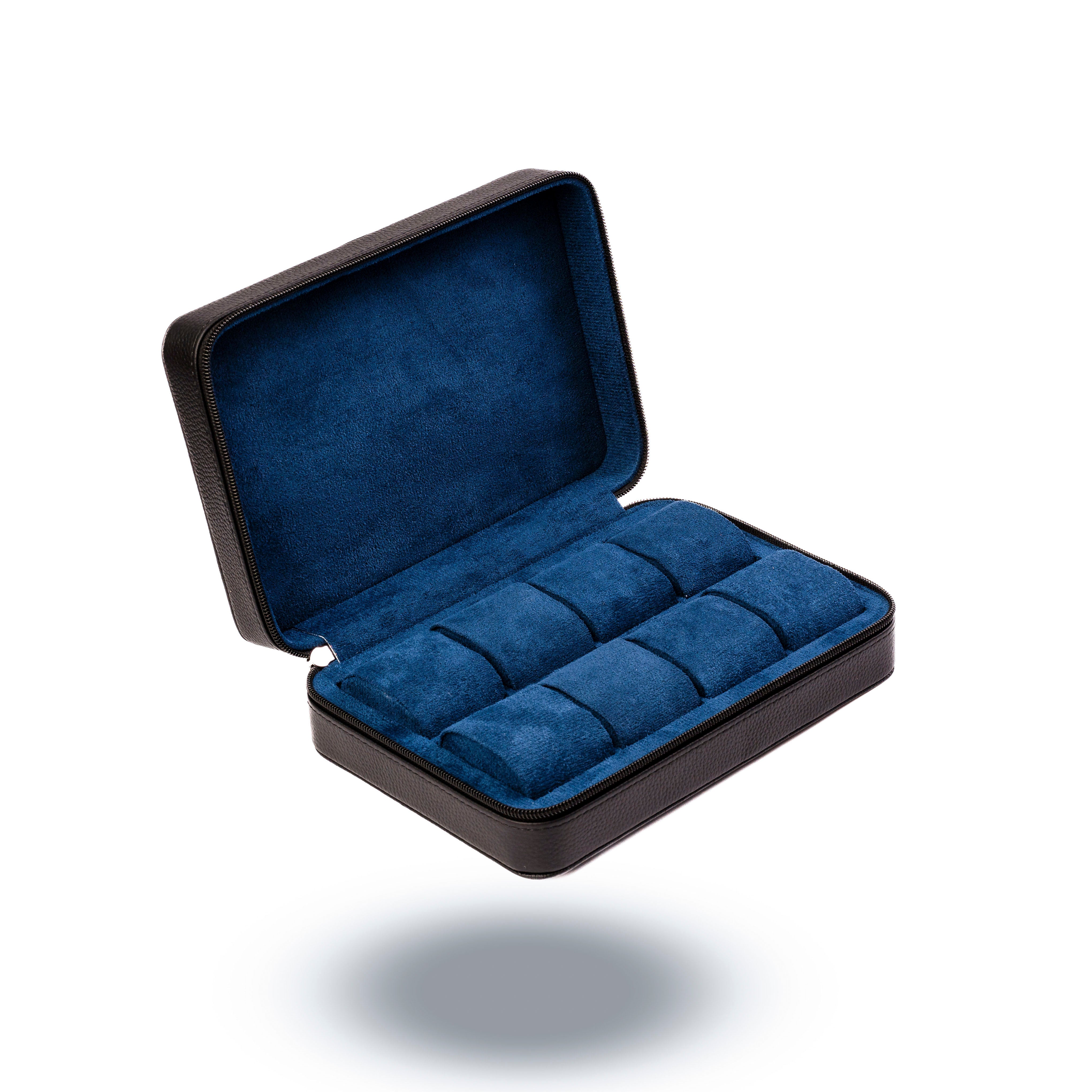 Obsidian Black & Navy Blue Watch Box - 8 Watches