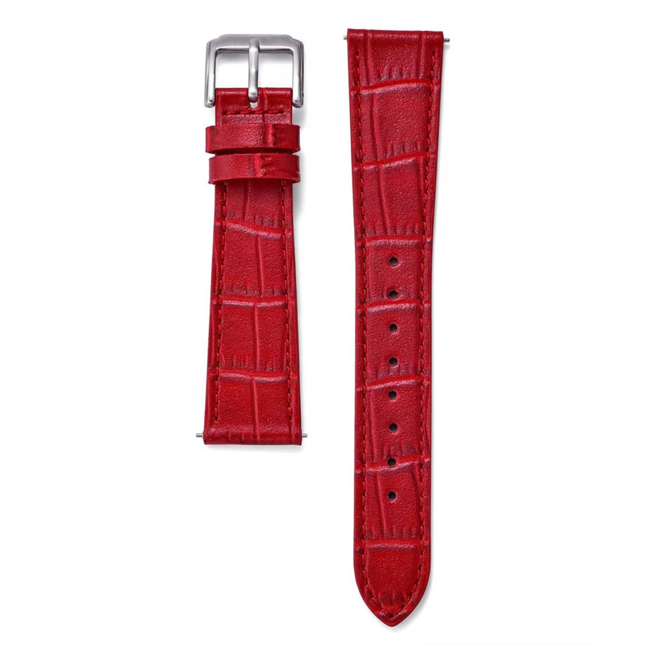 Correa de piel de aligátor en relieve rojo sangre de buey