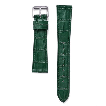 Bracelet en alligator gaufré vert forêt foncé
