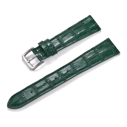Bracelet en alligator gaufré vert forêt foncé