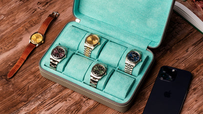 Coffret à montres gris cendré et Tiffany - 8 montres